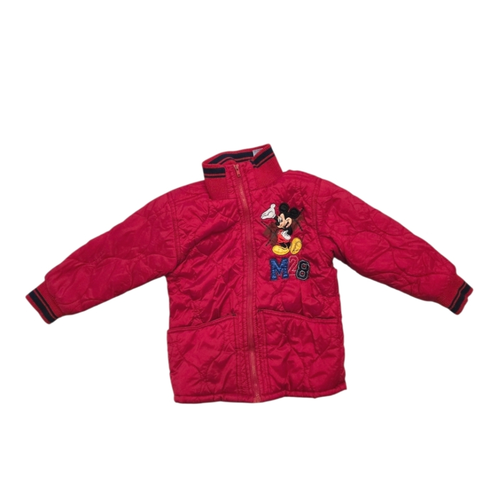 Vintage Y2k Disney Red Quilted Mickey Mouse Embroidered Jacket